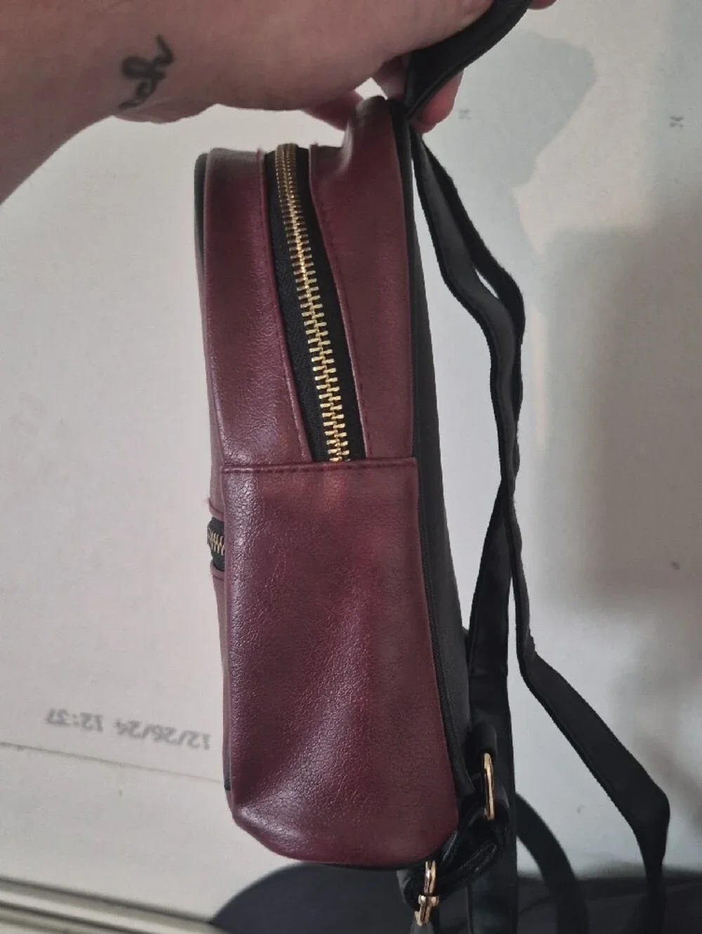 Warner Bros. Maroon Mini Backpack with Gold Crest